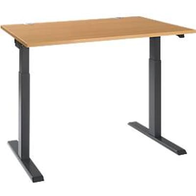 Bureau ERGO-T 2.0 - elektrisch in hoogte verstelbaar - B 1200 x D 800 x H 715-1205 mm - T-voet antraciet - beuken decor - ons merk Schäfer Shop Select