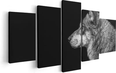 Artaza Canvas Schilderij Vijfluik Wolvenkop - Wolf - Zwart Wit - 100x50 - Foto Op Canvas - Canvas Print