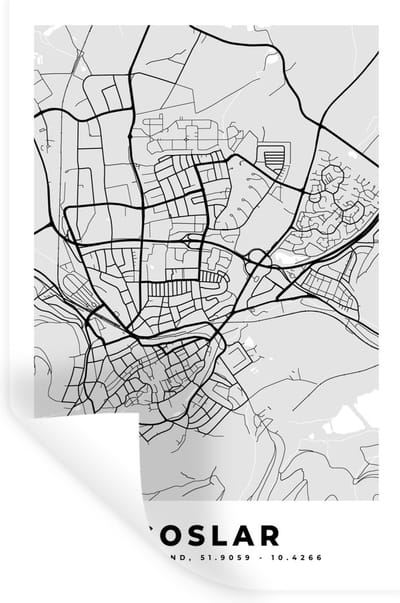 Muurstickers - Sticker Folie - Duitsland - Goslar - Kaart - Stadskaart - Plattegrond - 20x30 cm - Plakfolie - Muurstickers Kinderkamer - Zelfklevend Behang - Zelfklevend behangpapier - Stickerfolie
