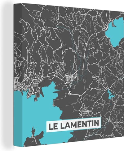 Canvas Schilderij Le Lamentin - Stadskaart - Kaart - Frankrijk - Plattegrond - 20x20 cm - Wanddecoratie