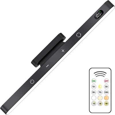 LED Wandlamp Met Afstandsbediening – Zwart – 5W Oplaadbaar met Touch Control & Batterij Display – 2500mAh – 2 x Magnetische Bevestiging – Draadloze LED Verlichting voor Kast & Spiegel