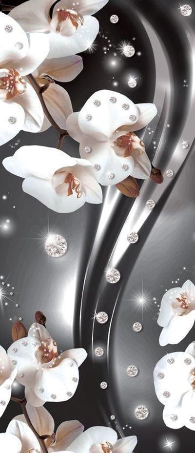 Flowers Orchids Pattern Photo Wallcovering
