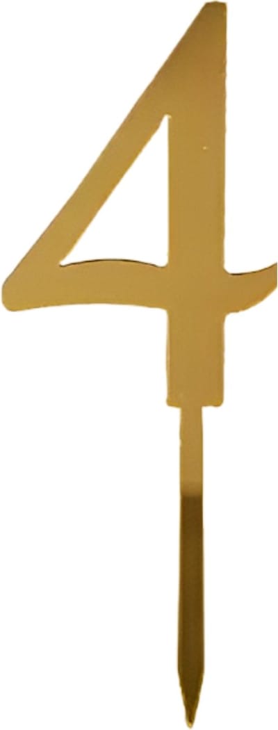 Cake Topper Cijfer 4 - Goud - 1 Stuk - Taarttopper - Taartdecoratie - Taartversiering
