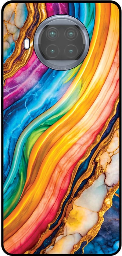 Smartphonica Telefoonhoesje Geschikt voor Xiaomi Mi 10T Lite met Regenboog Goud Marmer Opdruk - TPU Backcover Case Rainbow Gold Marble Design geschikt voor Xiaomi Mi 10T Lite