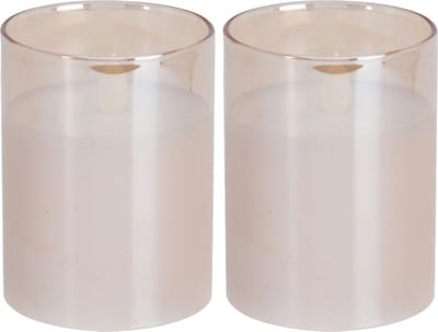 Home and Styling luxe LED kaarsen - 2x - in glas - warm wit - D7,5 x H10 cm