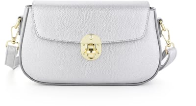 Michelle Bags & Accessoires - Klassieke schoudertas - Zilverkleurig - Goudkleurige accenten