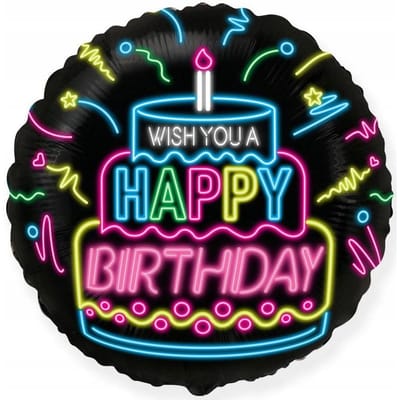 Ballon Foil 18  Fx - Joyeux Anniversaire - Néon