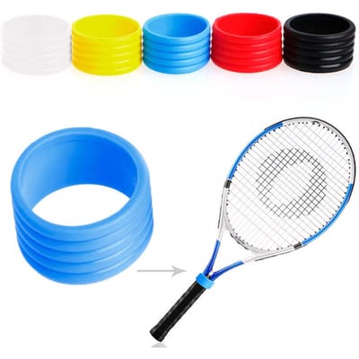 10 Pièces Poignée de Raquette de Tennis Anneaux Antidérapants Silicone Absorbant la Transpiration Surgrip de Raquette de Tennis Anneaux de Poignée de Tennis blue