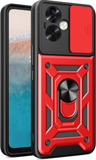 Geschikt voor Oppo A79 5G - Back Cover - CamShield en Kickstand Hoesje - Rood