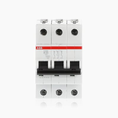 Stroomonderbreker - Automatische zekering - Elektrische beveiliging - 3-polig 20A - 6 kA - Grijs