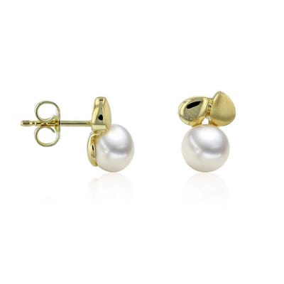 Luna-Pearls - 311.2080 - Oorbellen - 750/-Wit goud met Zoetwater gekweekte parel en Diamanten