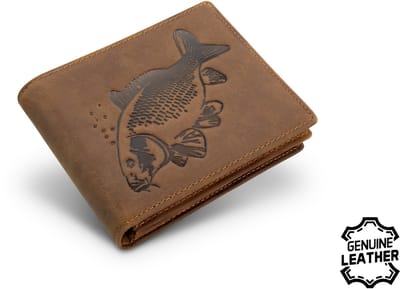 Lederen Vis Portemonnee Karper In Geschenbox Cash Card Carp Wallet Vispas Vergunning Vis Pas Houder