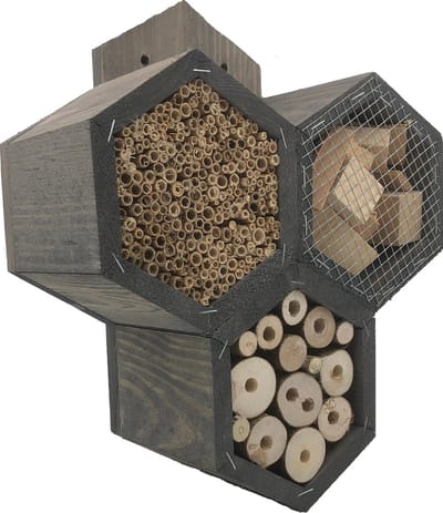 GARDEN SPIRIT Insectenhotel 11 x 27 x 33 cm. - Bijenhotel grijs