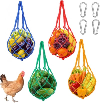Kippenvoeding Netten - Vogel Speelgoed - Gevogelte Voeden - Verrijkt Omgeving - 60 cm Lengte - Meerdere Kleuren