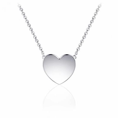 Juwelier Emo - Hart Ketting Zilver - Zilveren Ketting met hanger - 01129 - L 45 CM - DIAMETER 13 MM