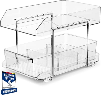Multifunctionele Organizer voor Keuken en Kast met Uittrekbare Lade en Transparant Design