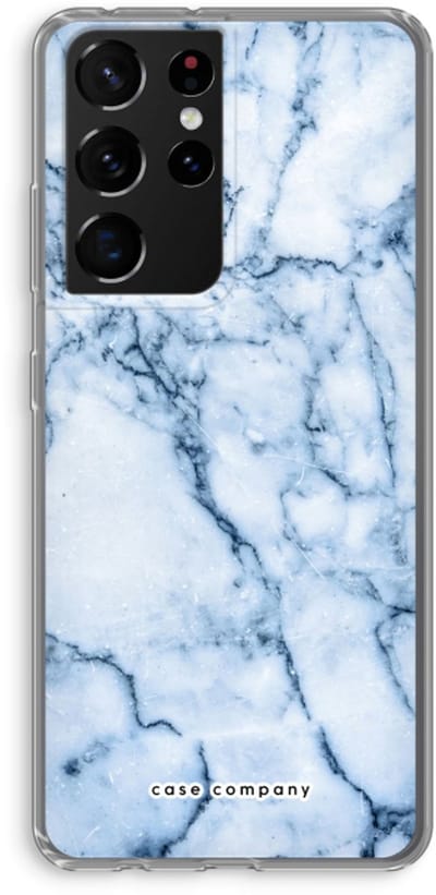 Case Company® - Hoesje geschikt voor Samsung Galaxy S21 Ultra hoesje - Blauw marmer - Soft Cover Telefoonhoesje - Bescherming aan alle Kanten en Schermrand