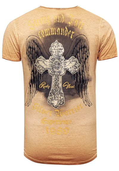 V-hals T-shirt met print aan de zijkant