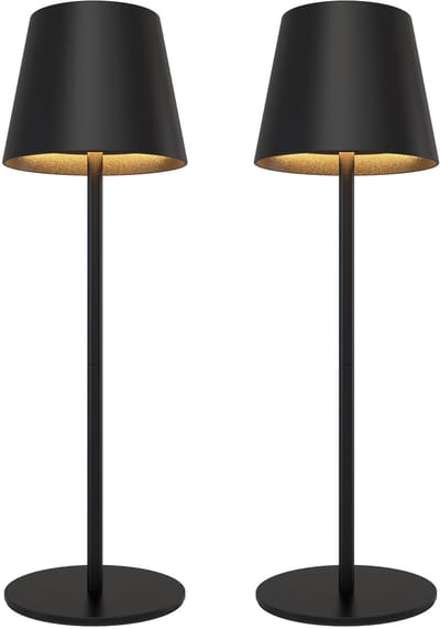 Ledvion – 2x Oplaadbare Tafellamp Nyra – LED - Zwart– Dimbaar – IP54 – USB