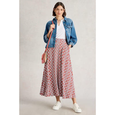 White Stuff Jada Jersey Maxi Skirt Red Print Maat: 10 REGULAR | Maxi Rokken Outlet | Dames | Rood