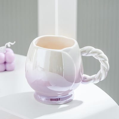 Tasse Fleur Tasse en Céramique de Haute Valeur Tasse à Café Ménagère Tasse à Petit Déjeuner Tasse à Eau Cadeau d'Anniversaire pour Fille Souvenir 301-400ml