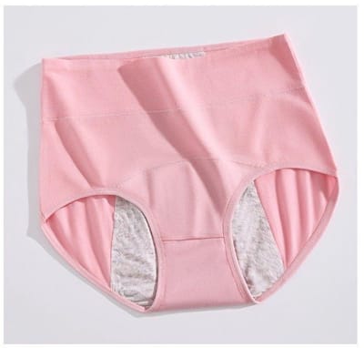 Set van 2 wasbare incontinentieslipjes voor dames, anti-urinelekslipjes, wasbaar, sterk absorberend menstruatieondergoed met hoge taille,lichtroze,L (Aanbevolen: 40–52.5 kg)