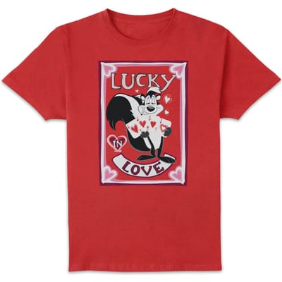 Looney Tunes Lucky In Love Pepe Le Pew Men's T-Shirt - Red - L