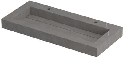 INK Pitch Wastafel Keramische Slab Centraal met Drain en Front en Side Skirts 2 Kraangaten - 1000x450x90 mm - Armani Grey Mat