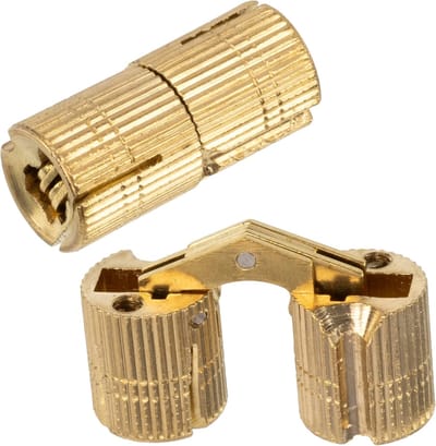 Allecta - Set van 2 onzichtbare inbouwscharnieren goudkleurig - Ø14 mm - klapdeur - 180° openingshoek - staal