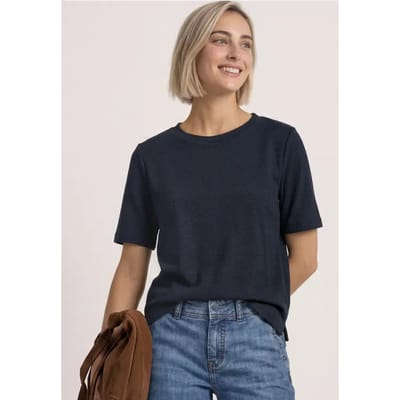 Shirt met ronde hals en structuur