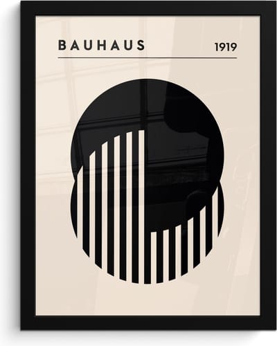 Poster in lijst - Fotolijst 30x40 cm - Posters - Bauhaus - Retro - Zwart - Wit - Abstract - Posterlijst zwart - Decoratie - Wanddecoratie woonkamer - Muurdecoratie slaapkamer