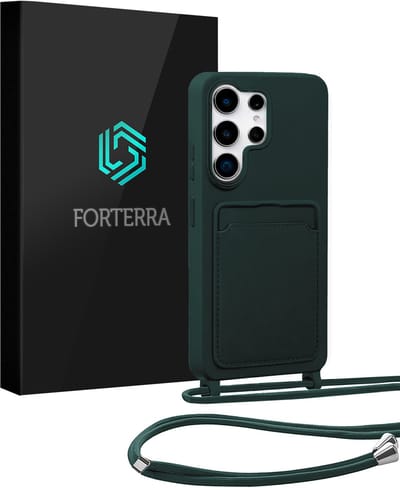 Hoesje Geschikt voor Samsung S26 Ultra Case Siliconen Hoes Met Koord - Hoes Geschikt voor Samsung Galaxy S26 Ultra Met Telefoonkoord Hoesje Backcover - Donkergroen