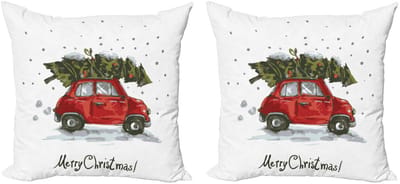 ABAKUHAUS Retro-Auto Kussenhoes – 40x40 cm – Dubbelzijdig digitaaldruk, Groen/Rood