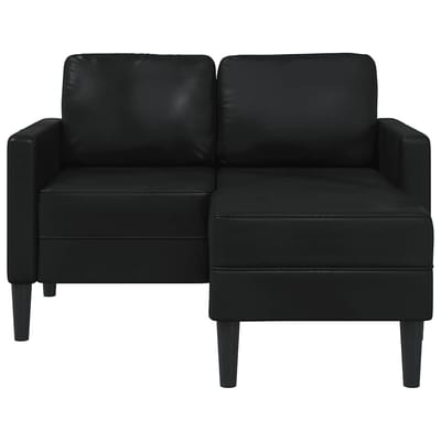 vidaXL - Tweezitsbank - met - chaise - longue - L-vorm - zwart - 125 - cm - kunstleer