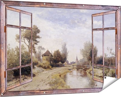 Gards Tuinposter Doorkijk Landschap bij Kortenhoef - Paul Joseph Constantin Gabriël - 150x100 cm - Tuindoek - Tuindecoratie - Wanddecoratie buiten - Tuinschilderij