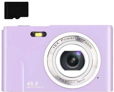 Digitale camera 48 MP, 1080p FHD, 16x zoom, 32GB geheugenkaart