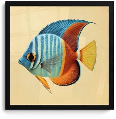 Poster in lijst - Fotolijst 40x40 cm - Posters - Vis - Vinnen - Blauw - Ogen - Posterlijst zwart - Decoratie - Wanddecoratie woonkamer - Muurdecoratie slaapkamer