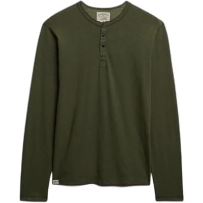 Superdry - Slub Jersey Henley Top met Lange Mouwen - Heren - Tops