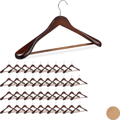 40 x kledinghanger - voor pakken - brede schouder - kleerhangers hout - bruin
