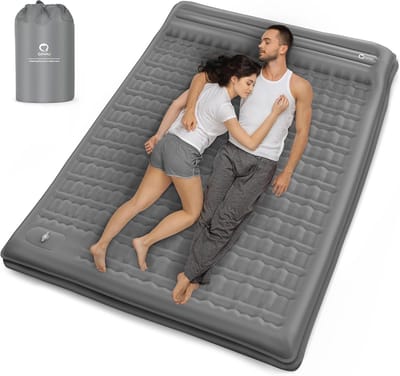 Zelfopblazende campingmat 12 cm dik, 2-persoons luchtmatras met voetpomp, ultralicht en verbeterde ondersteuning voor outdoor activiteiten
