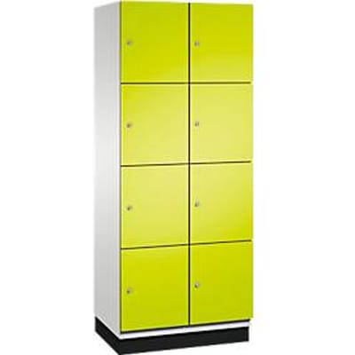C+P Cambio lockerkast, 2 vakken, 8 vakken, met plint, B 800 x D 525 x H 1980 mm, lichtgrijs/kleedgroen