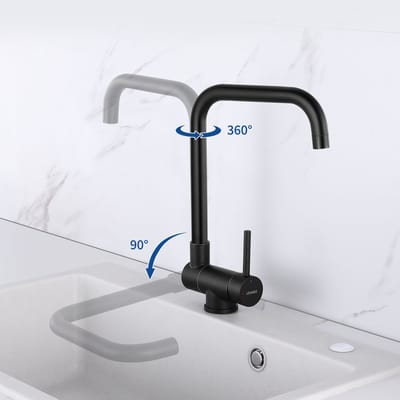 Lonheo max Keukenkraan Zwart - Inklapbare Keukenmengkraan met 2 straalsoorten - 90°+360° draaibare keukenkraan - Zwart