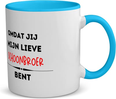 Akyol - omdat jij mijn lieve schoonbroer bent koffiemok - theemok - blauw - Broer - de liefste broer - verjaardag - cadeautje voor broer - kado - geschenk - 350 ML inhoud