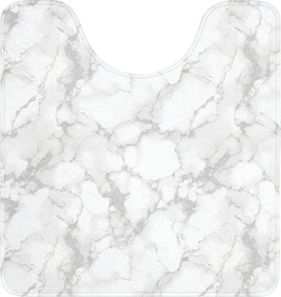 WC mat met uitsparing 55x60 cm - Antislip - Wit - Marmer - Grijs - Toiletmat met uitsnijding - Vloermat - Douchemat - Toilet tapijt - Toiletmatten
