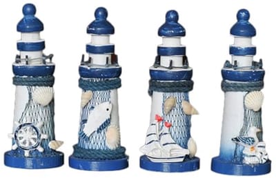 Miniatuur Vuurtoren Set - 4 Stuks Decoratieve Vuurtoren Beeldjes voor Landschapsarchitectuur