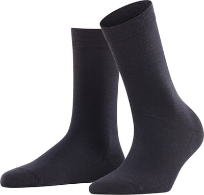 FALKE Softmerino eenkleurig wol katoen sokken dames blauw - maat 35-36