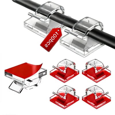 100 Stuks Zelfklevende Kabelhouders, Mini Kabelclips voor Muur en Bureau, Ideaal voor USB-kabels, Netwerkkabels en Sfeerverlichting