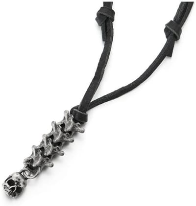 Allecto - Lederen halsketting - Skelet beenderen - design - Zwart