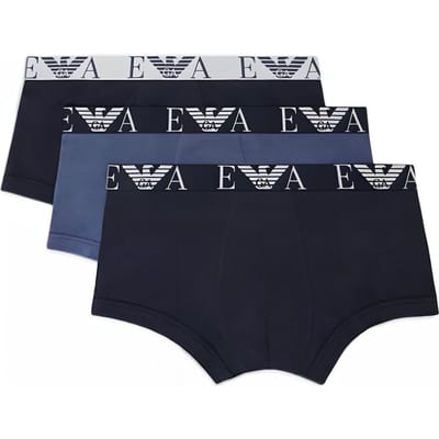 Emporio Armani Zomer 22 Effen Logo Tailleband Boxer Briefs 3-Pack Heren ondergoed 111357-2R715-96535 L blue