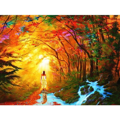 Diamant Borduurwerk Herfst Bos Landschap Handgemaakt Diamant Schilderij Naaldwerk Mozaïek Kruissteek 20X30CM